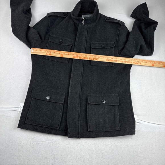 Cardinal of Canada Mens Dark Gray Herringbone Car Coat Medium Wool Blend Outdoor - Picture 2 of 13